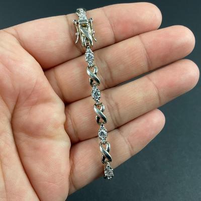 -189- SILVER | Sterling With CZ Bracelet | Marked