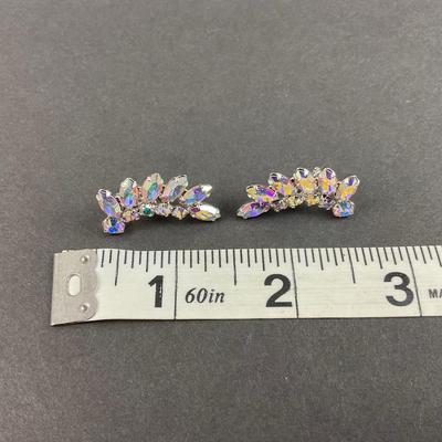 -195- B DAVID | Aurora Borealis Brooch & Earrings Set | Marked