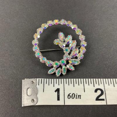 -195- B DAVID | Aurora Borealis Brooch & Earrings Set | Marked