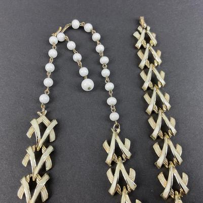 -197- CORO | Gold Tone Necklace & Bracelet | Marked