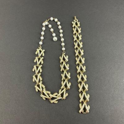 -197- CORO | Gold Tone Necklace & Bracelet | Marked