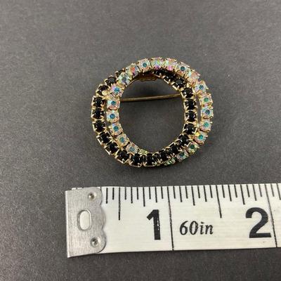 -199- COSTUME JEWELRY | Unmarked Rhinestone Brooch & Clip Earrings