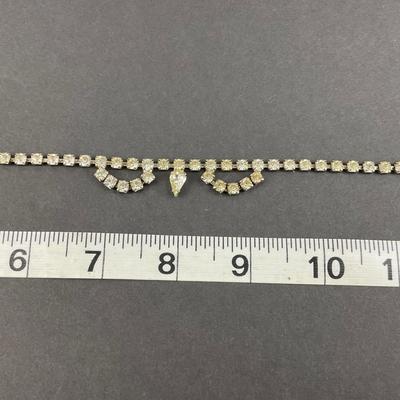 -200- COSTUME JEWELRY | Rhinestone Unmarked Necklace & Clip Earrings
