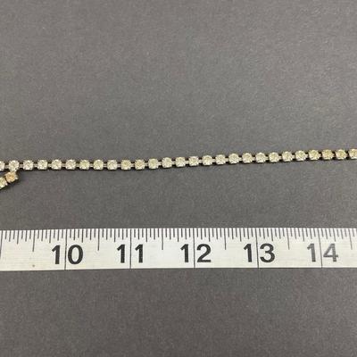 -200- COSTUME JEWELRY | Rhinestone Unmarked Necklace & Clip Earrings
