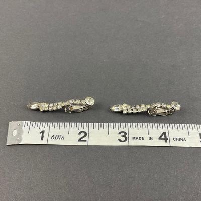 -200- COSTUME JEWELRY | Rhinestone Unmarked Necklace & Clip Earrings