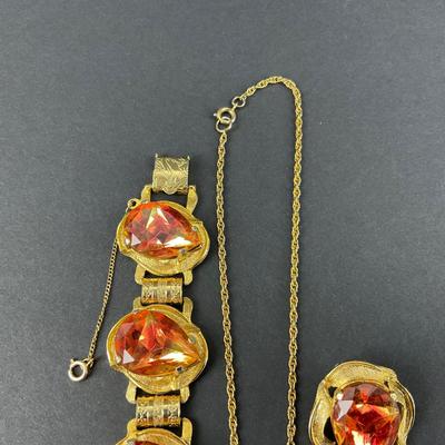 -204- ELIZABETH MORREY | Necklace, Bracelet, & Earrings Set | Marked