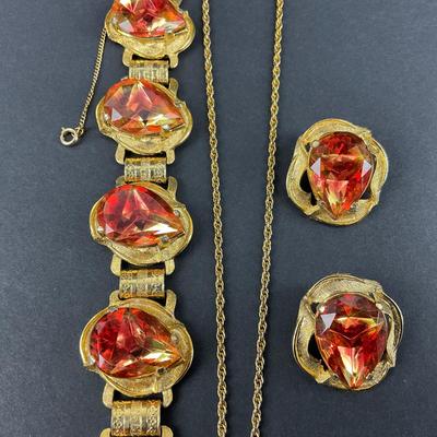 -204- ELIZABETH MORREY | Necklace, Bracelet, & Earrings Set | Marked