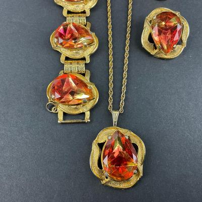 -204- ELIZABETH MORREY | Necklace, Bracelet, & Earrings Set | Marked