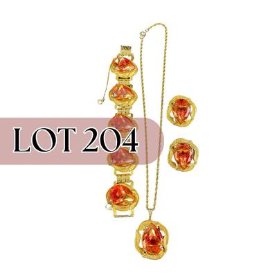 -204- ELIZABETH MORREY | Necklace, Bracelet, & Earrings Set | Marked