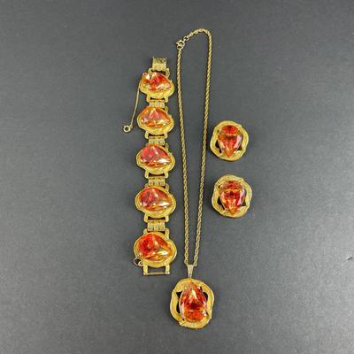 -204- ELIZABETH MORREY | Necklace, Bracelet, & Earrings Set | Marked