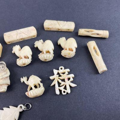 -205- JEWELRY | Assortment Of Miscellaneous Carved Bone Pieces