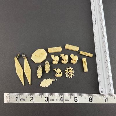 -205- JEWELRY | Assortment Of Miscellaneous Carved Bone Pieces