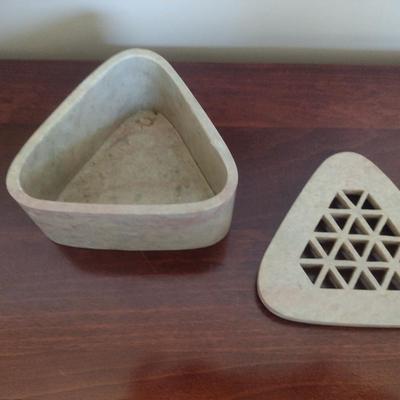 Carved Stone Box with Lid