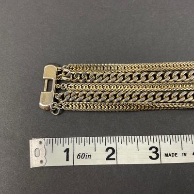 -210- MONET | Gold Tone Multi Strand Bracelet | Marked
