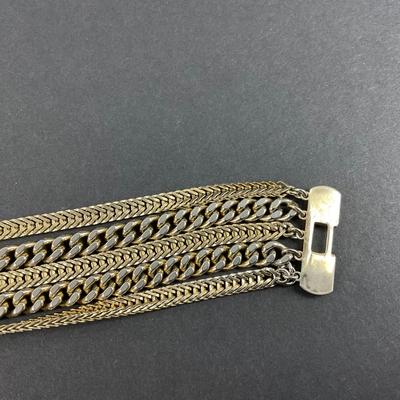 -210- MONET | Gold Tone Multi Strand Bracelet | Marked