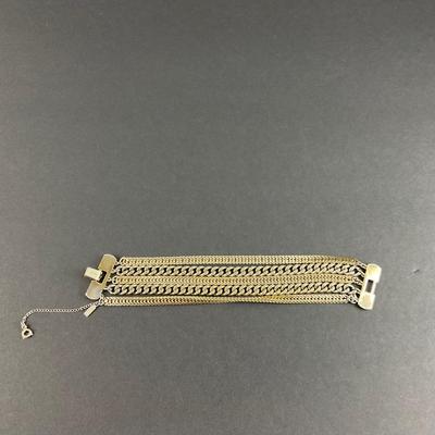 -210- MONET | Gold Tone Multi Strand Bracelet | Marked