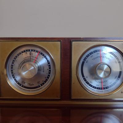 Taylor Thermometer, Hygrometer, Barometer in Mahogany Case