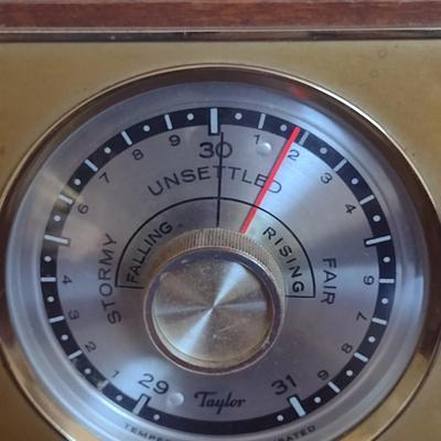 Taylor Thermometer, Hygrometer, Barometer in Mahogany Case