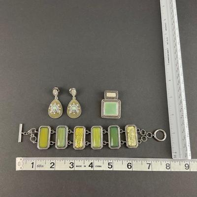 -215- LIA SOPHIA | Pendant, Bracelet, & Earrings Set | Marked