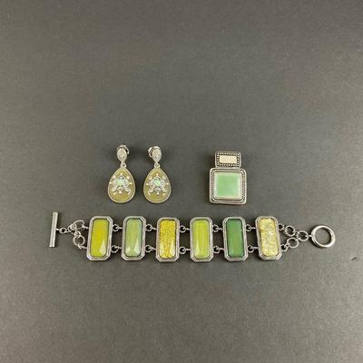 -215- LIA SOPHIA | Pendant, Bracelet, & Earrings Set | Marked