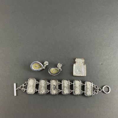 -215- LIA SOPHIA | Pendant, Bracelet, & Earrings Set | Marked