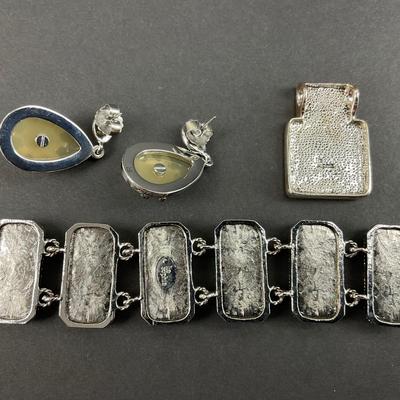 -215- LIA SOPHIA | Pendant, Bracelet, & Earrings Set | Marked
