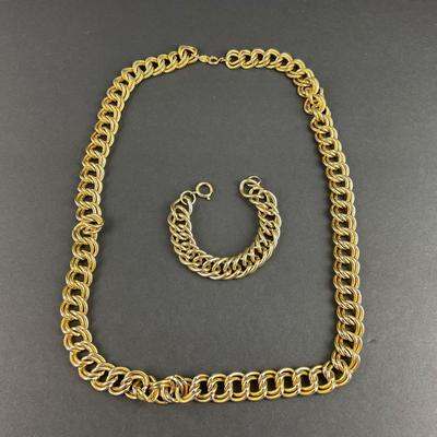 -218- TRIFARI | Gold Tone Necklace & Bracelet Set | Marked