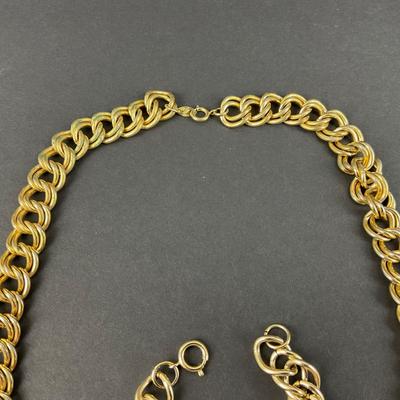 -218- TRIFARI | Gold Tone Necklace & Bracelet Set | Marked