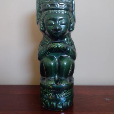 Vintage Aztec Design Glazed Ceramic Kahlua Bottle