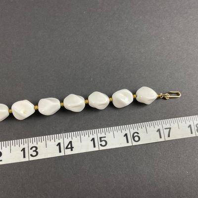 -220- TRIFARI | Gold Tone White Chunky Necklaces | Marked