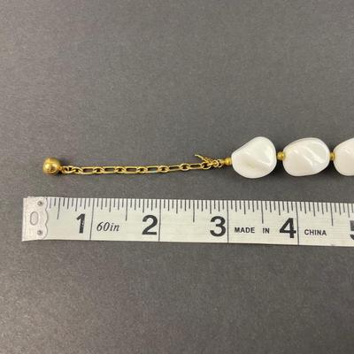 -220- TRIFARI | Gold Tone White Chunky Necklaces | Marked