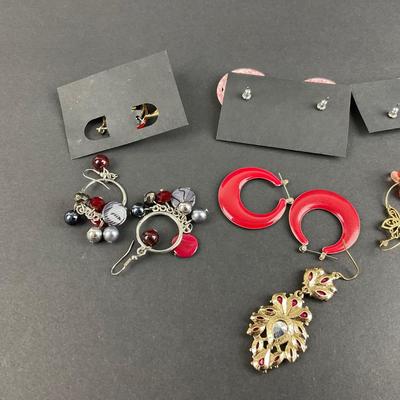 -225- COSTUME JEWELRY | Assortment Of Red Earrings