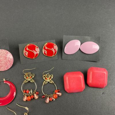 -225- COSTUME JEWELRY | Assortment Of Red Earrings