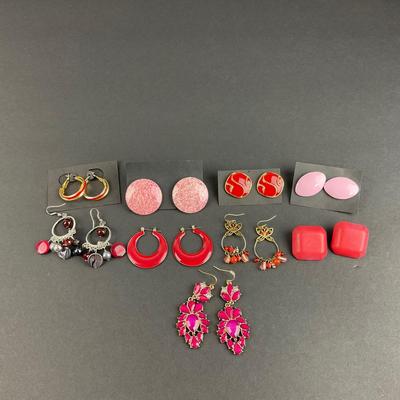 -225- COSTUME JEWELRY | Assortment Of Red Earrings