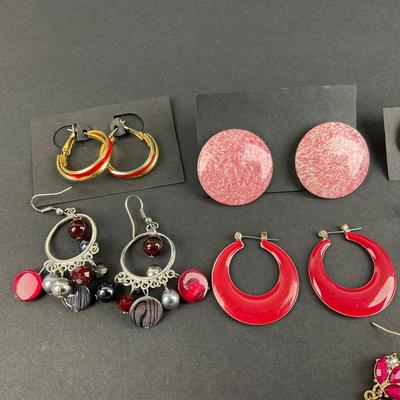 -225- COSTUME JEWELRY | Assortment Of Red Earrings