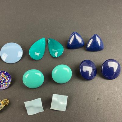 -226- COSTUME JEWELRY | Assorted Blue Clip Earrings
