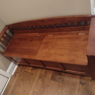 Wood Finish Storage Bench- Approx 50" Long