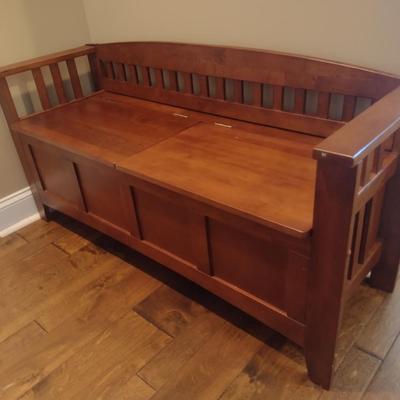 Wood Finish Storage Bench- Approx 50" Long