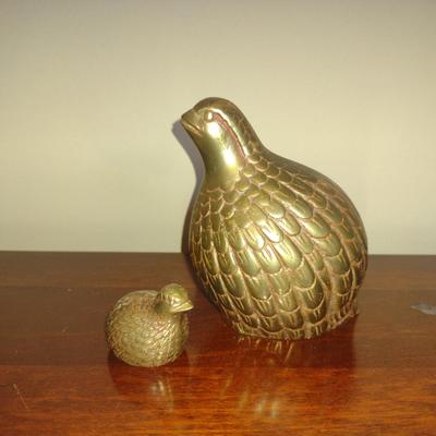 Pair of Cast Metal Quail Figurines