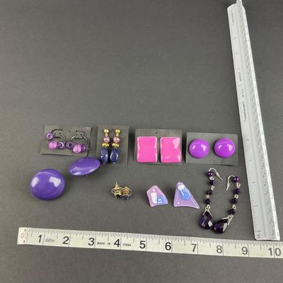 -234- COSTUME JEWELRY | Assorted Purple Earrings
