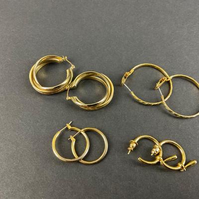 -237- COSTUME JEWELRY | Assorted Gold Tone Hoop Earrings