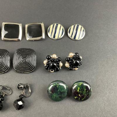 -240- COSTUME JEWELRY | Assorted Dark Colored Clip Earrings