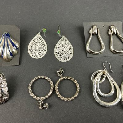 -242- COSTUME JEWELRY | Assorted Silver Tone Earrings