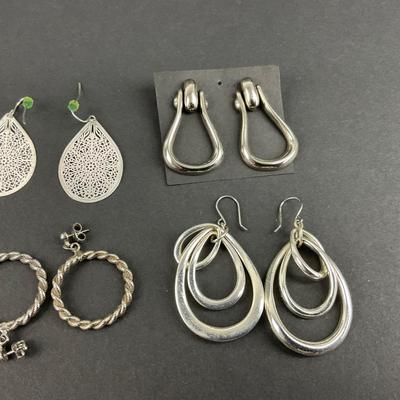 -242- COSTUME JEWELRY | Assorted Silver Tone Earrings