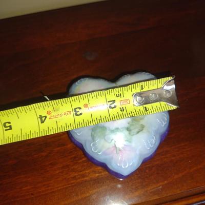 Hand Painted Porcelain House Wares- Creamer, Covered Sugar Bowl, and Heart Shaped Trinket Box