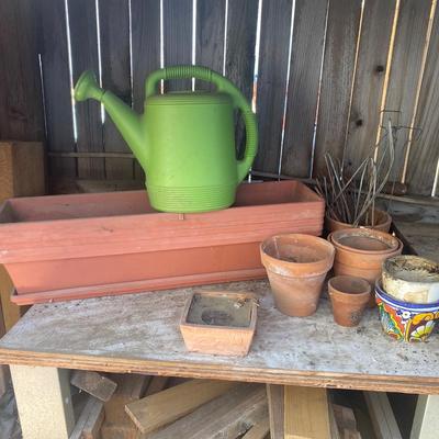 A VARIETY OF CLAY POTS, RECTANGULAR PLANTERS, WATERING JUG AND MORE!