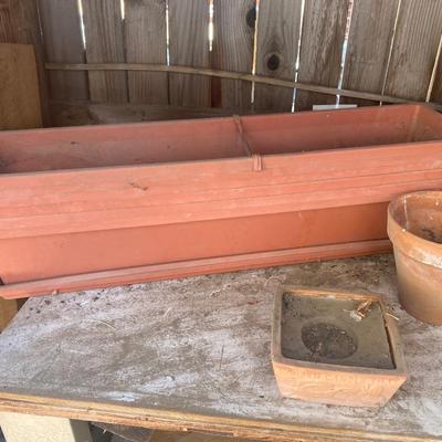 A VARIETY OF CLAY POTS, RECTANGULAR PLANTERS, WATERING JUG AND MORE!