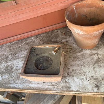 A VARIETY OF CLAY POTS, RECTANGULAR PLANTERS, WATERING JUG AND MORE!