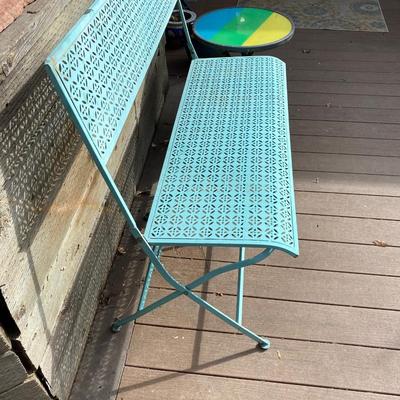 NEAT METAL FOLDING BENCH AND PATIO SIDE TABLE