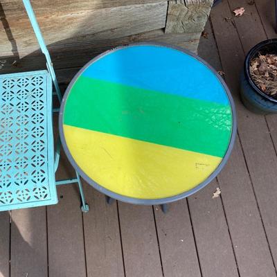 NEAT METAL FOLDING BENCH AND PATIO SIDE TABLE